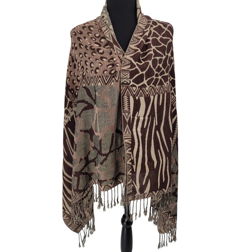 Collection eighteen animal print brown long scarf